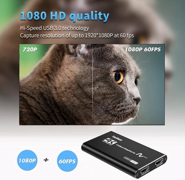 Detalle de VANTISAN 4K HDMI Video Capture Card with Audio + Mic (USB 3.0, up to 1080p 60fps)