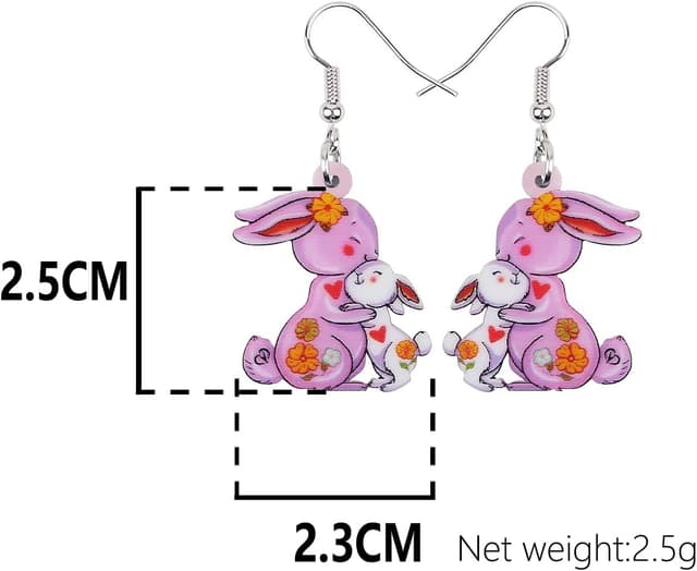 Detalle de LONYOO Acryl-Ostereier & Kaninchen/Hase Ohrringe mit Edelstahl-Ohrhaken