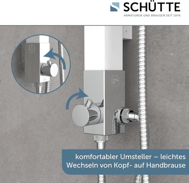 Detalle de HOGA set doccia a pioggia con soffione e doccetta bianco, colonna in alluminio