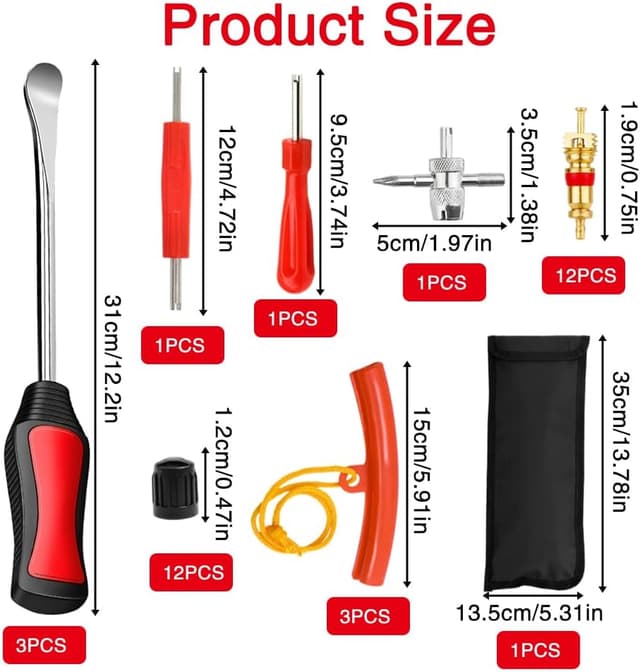 Detalle de Golgner 35-teiliger Reifenheber-Satz für Motorrad, Fahrrad und Auto inkl. Felgenschutz