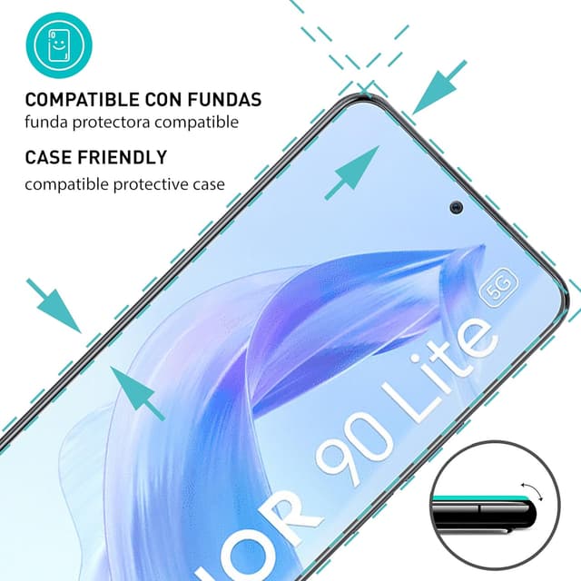 Detalle 2 de smartect Cristal Templado 3 Piezas para Honor 90 Lite