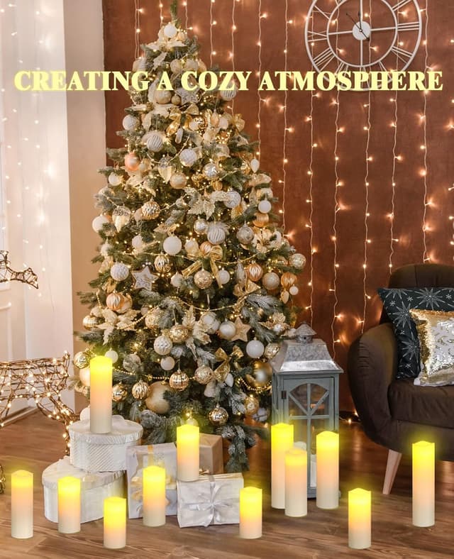 Detalle 2 de Da by velas LED 12 sin llama, marfil con control remoto 🕯