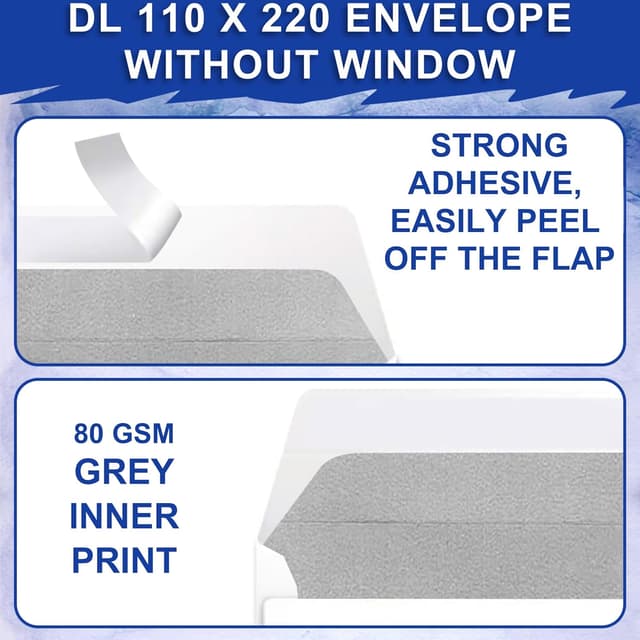 Detalle 2 de 100 Briefumschläge DIN Lang 110 x 220 mm ✉