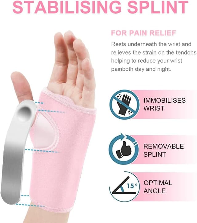Detalle de ACWOO attelle de poignet pour canal carpien, tendinite et arthrite — maintien confortable de jour et de nuit