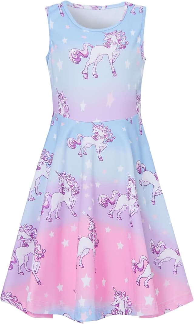 Detalle de AIDEAONE Mädchenkleid Schmetterling A-Linie ärmellos (4–12 Jahre)