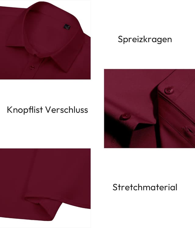 Detalle de J.VER Hemd Herren Kurzarm Button Down Regular Fit – Tencel/Elasthan Stretch für Sommer & Business Casual