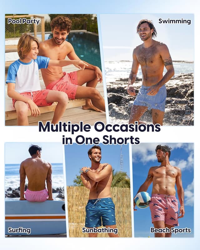 Detalle de maamgic Men’s 5-Inch Swim Trunks with Mesh Lining — Quick-Dry Swim Shorts