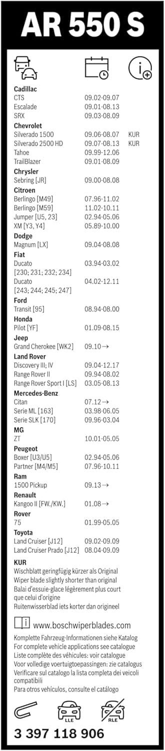 Detalle 1 de Bosch Aerotwin AR550S 550 mm Escobilla limpiaparabrisas