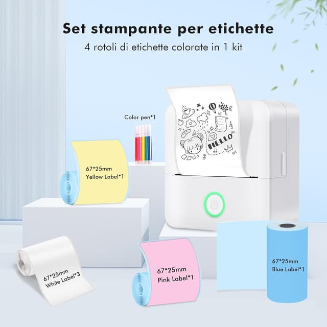 Detalle 2 de Lovcoyo Etichettatrice Bluetooth per smartphone: stampante termica per etichette adesive