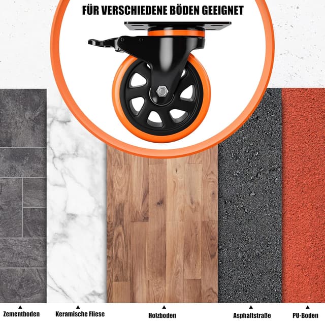 Detalle 1 de Ruote per mobili 75 mm con freni, 360°