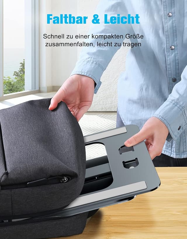 Detalle 2 de Babacom Laptop Ständer höhenverstellbar & faltbar aus Aluminium (10–16 Zoll, grau)