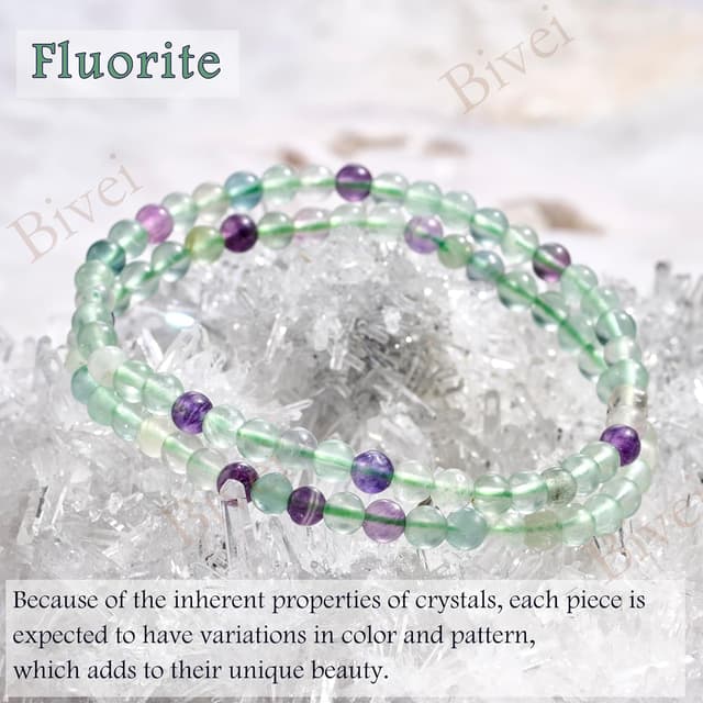 Detalle de Bivei Fluorite braccialetto elastico in cristallo 4 mm da donna, pietra semipreziosa naturale