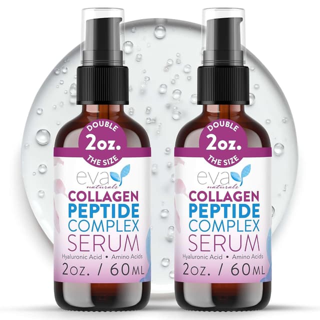 Detalle de Eva Naturals Multi Peptide Face Serum (2 oz, 2-Pack) — Anti-Aging Collagen Peptides, Fragrance-Free