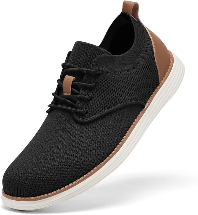 Detalle de SHULOOK Herren atmungsaktive gestrickte Sneaker-Schuhe mit Schnürung (Memory-Foam-Einlegesohle)