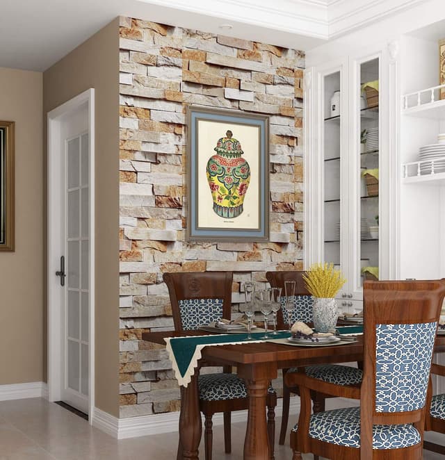 Detalle 2 de Livelynine 40 cm x 10 m 3D selbstklebende Tapete im Steinoptik-Design (beige) für Wand & Spritzschutz