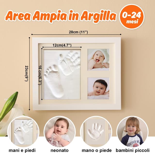 Thumbnail 2 de PewinGo Cornice Impronte Neonato con Argilla per Mani e Piedi