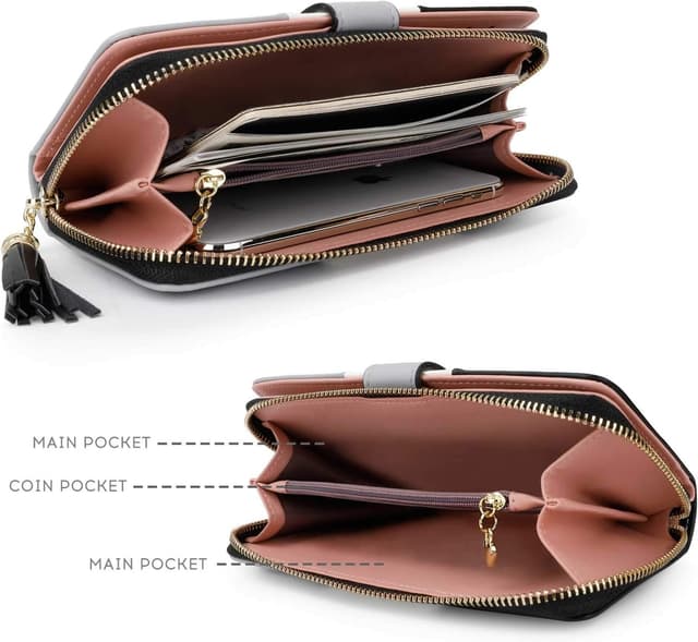 Detalle de Pomelo Best portafoglio da donna in pelle sintetica con cerniera lungo e portamonete