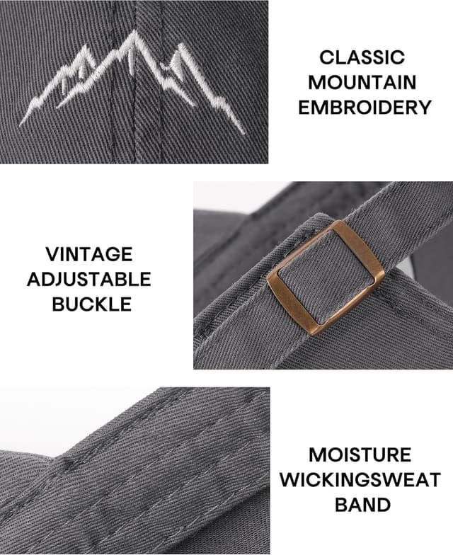 Detalle de FURTALK washed cotton mountain embroidery baseball cap (unstructured dad hat)