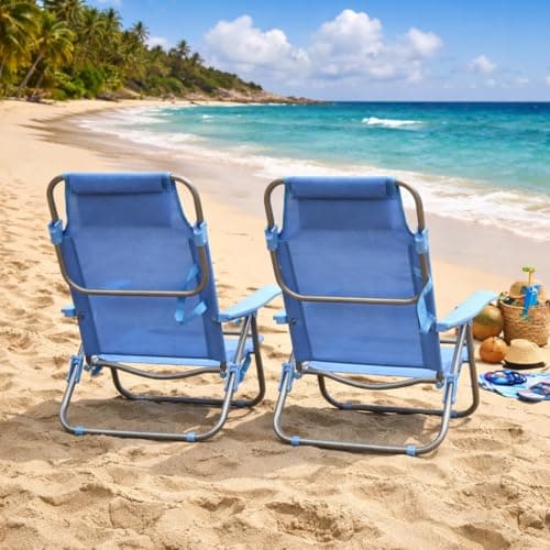 Thumbnail 7 de Pack de 2 sillas de playa reclinables y plegables T-LOVENDO.ES con reposacabezas
