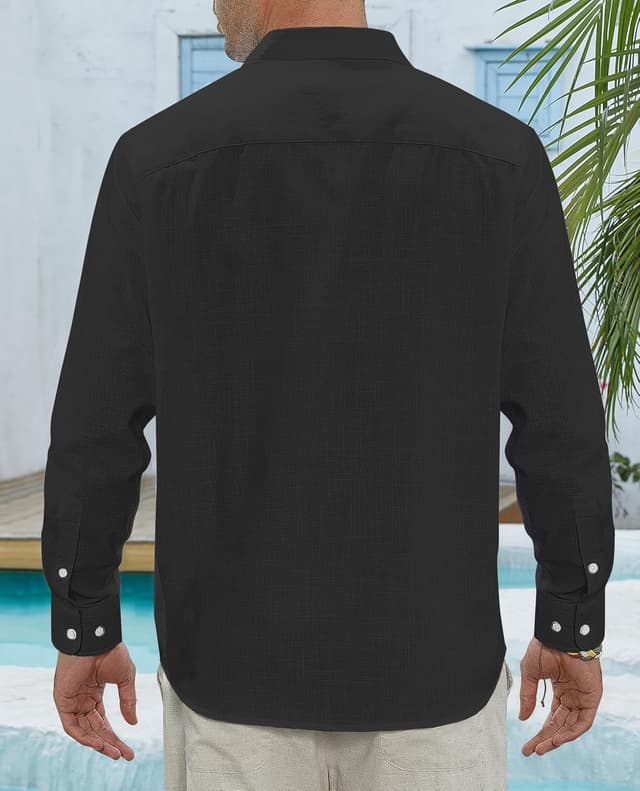 Detalle de J.VER Leinenhemd Herren Langarmhemd Regular Fit – Button-Down Business-Look für Sommer & Freizeit