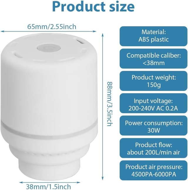 Detalle 2 de HOTUT Bomba de Aire Eléctrica 30W para bolsas de vacío