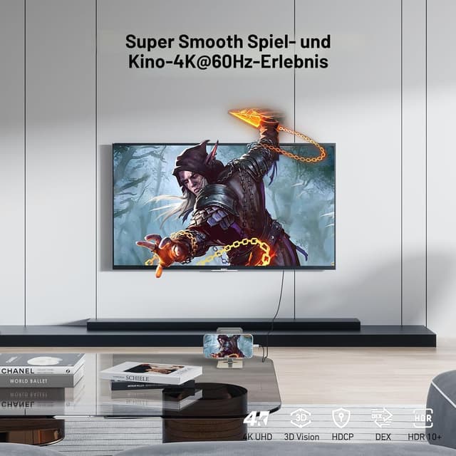 Detalle 2 de BENFEI USB‑C auf HDMI Kabel (1,8 m) für 4K@60 Hz und 2K@165 Hz – Plug & Play, kompatibel mit Thunderbolt 3/4/5