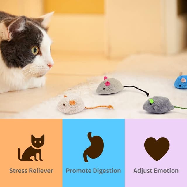 Detalle de OSDUE Erba Gatta Giocattolo in Pile a Forma di Topo, 9 Pezzi con Catnip