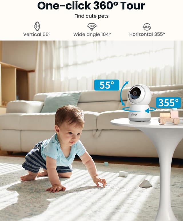 Detalle 2 de ieGeek 3MP 2K Indoor PTZ Camera 360°