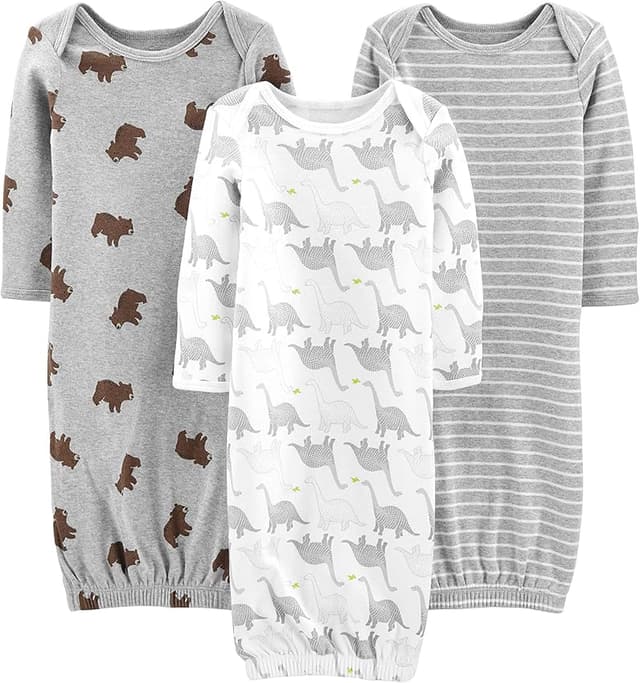 Imagen de Simple Joys by Carter's 3-Pack Neutral Cotton Sleeper Gown 0 meses 👶 en OfertitasTOP