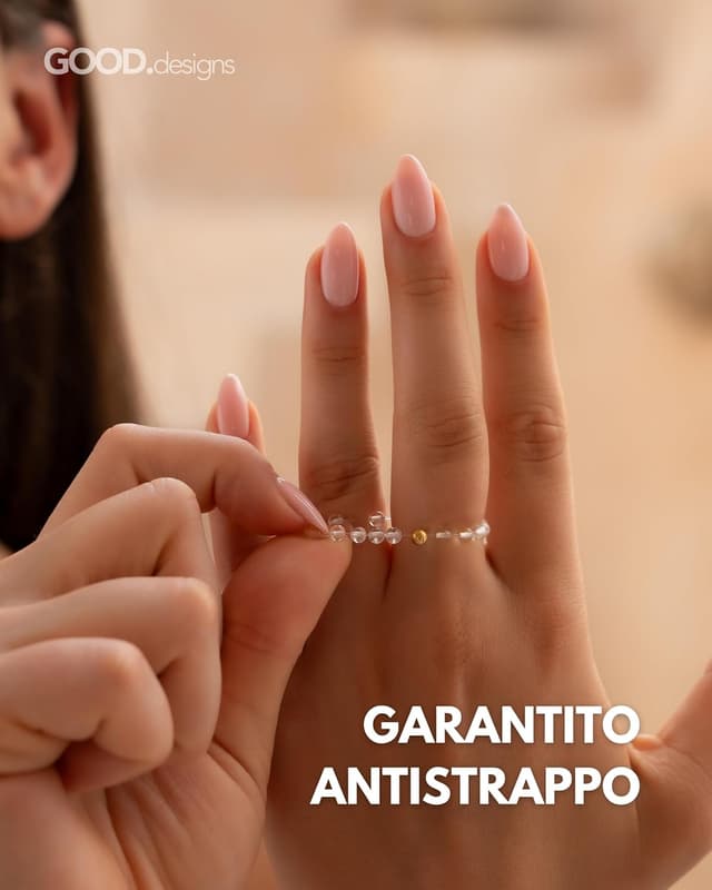 Detalle 2 de GD GOOD.designs Anello antistress in pietre naturali con perla placcata argento 925 dorato (misura 54-60)