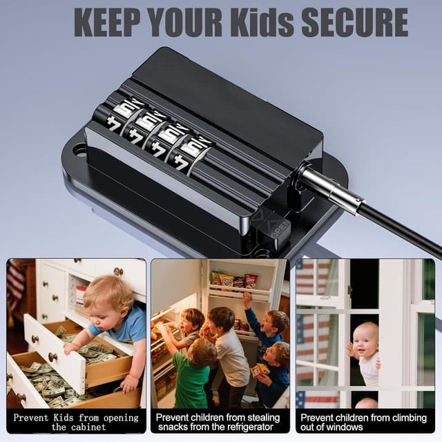 Thumbnail 3 de Verbesserte Kühlschrank-Kombinationsschlösser 2er-Set: Passwortschloss für Kinder