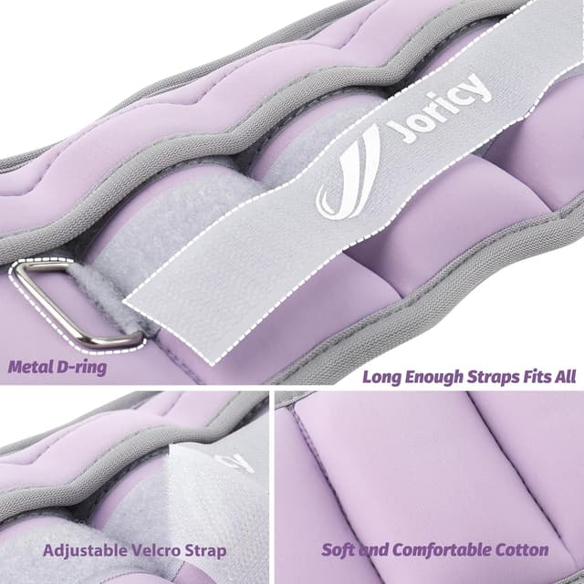 Detalle 2 de Adjustable Ankle Weights (1–20 lbs) by JORICY — Pair with Removable Sand Inserts for Legs, Wrist & Arm Workouts