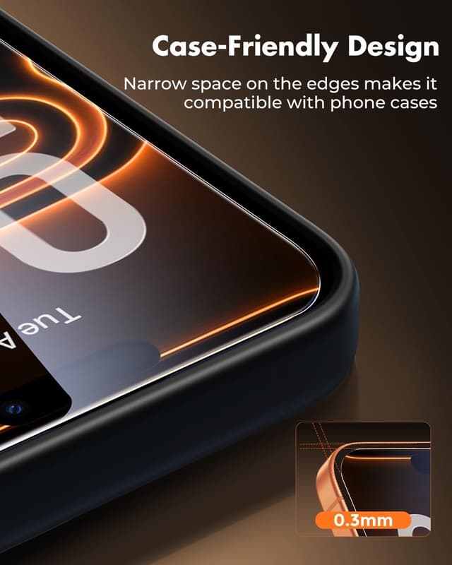 Detalle 2 de UNBREAKcable confezione da 3 pellicole in vetro temperato per iPhone 17 Pro Max (durezza 9H, trasparenza HD)