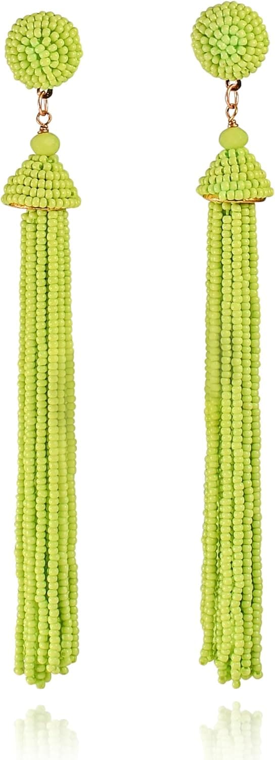 Thumbnail 6 de Zavana Orecchini lunghi boho chic con nappe e perline blu turchese, fatti a mano