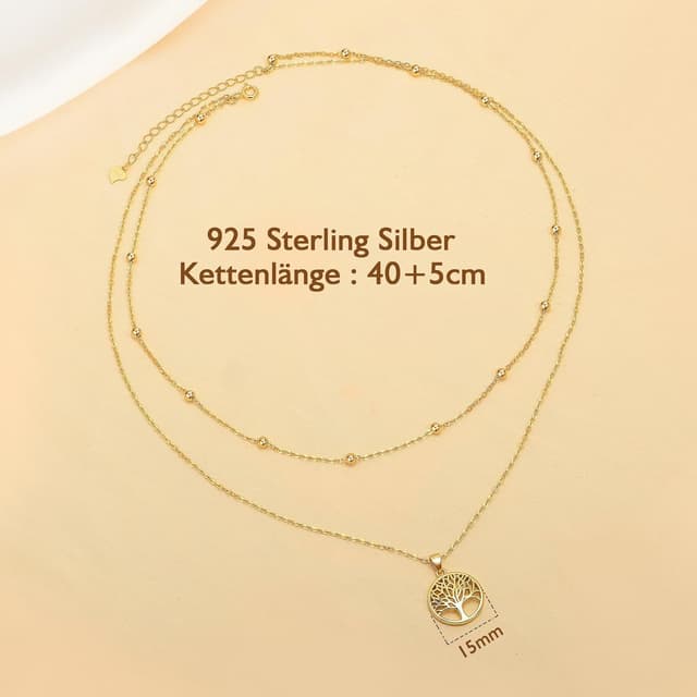 Detalle de Lydreewam Lebensbaum-Kette 925 Sterling Silber 40+5 cm