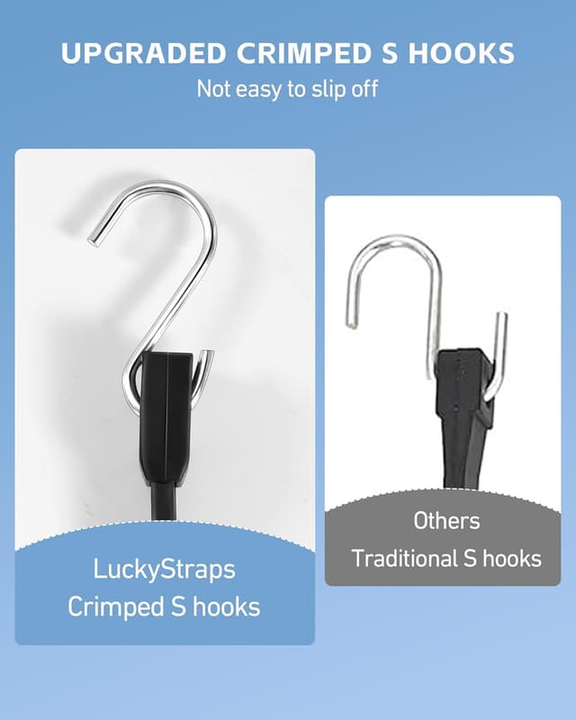 Detalle de LuckyStraps 18-Inch Heavy-Duty Rubber Bungee Cords (12 Pack) with Upgraded S-Hooks