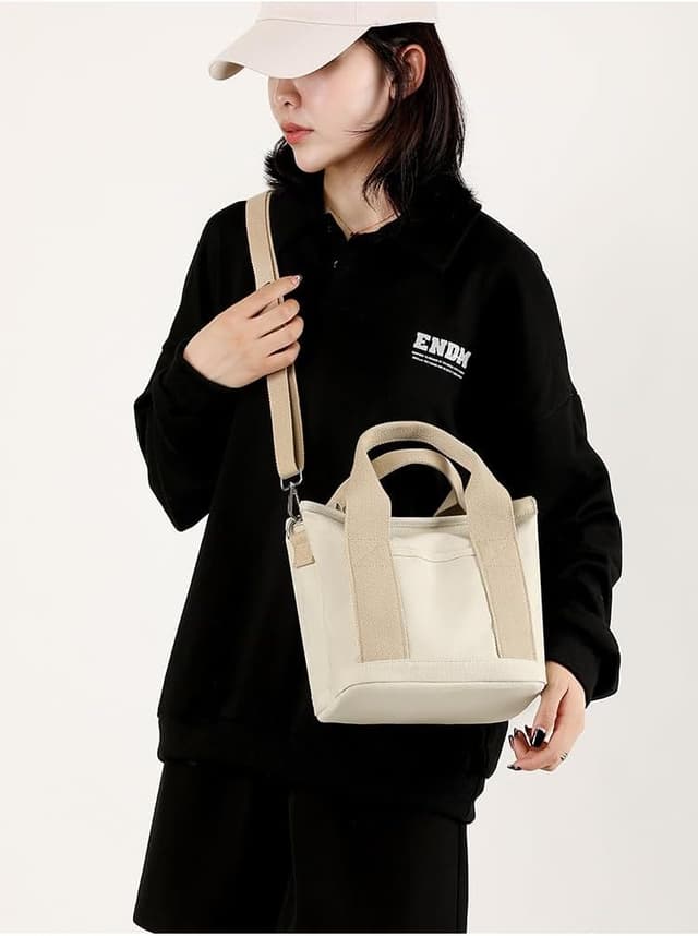 Detalle de Aucuu sac fourre-tout en toile pour femme avec bandoulière réglable et fermeture éclair