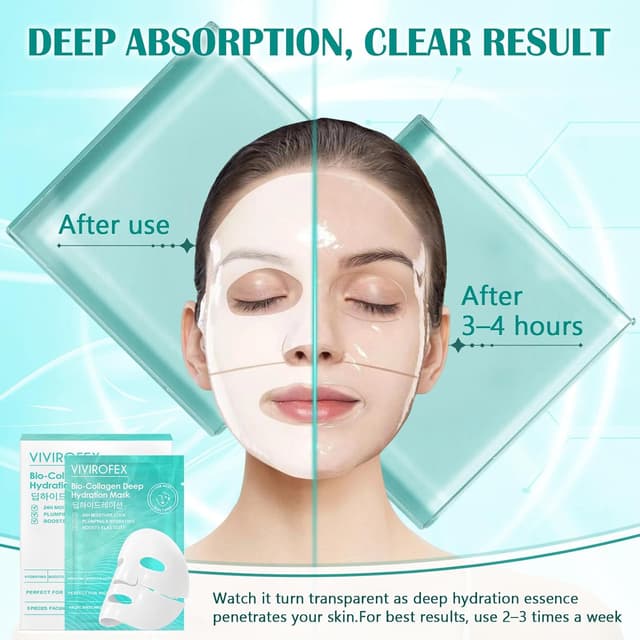 Detalle de VIVIROFEX 5 pezzi maschera viso al collagene in idrogel Bio Collagen Face Mask