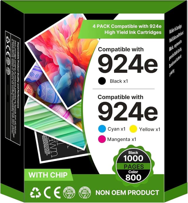 Detalle de Washope 924e/924 Patronen Multipack kompatibel für HP Officejet Pro (4er-Pack)