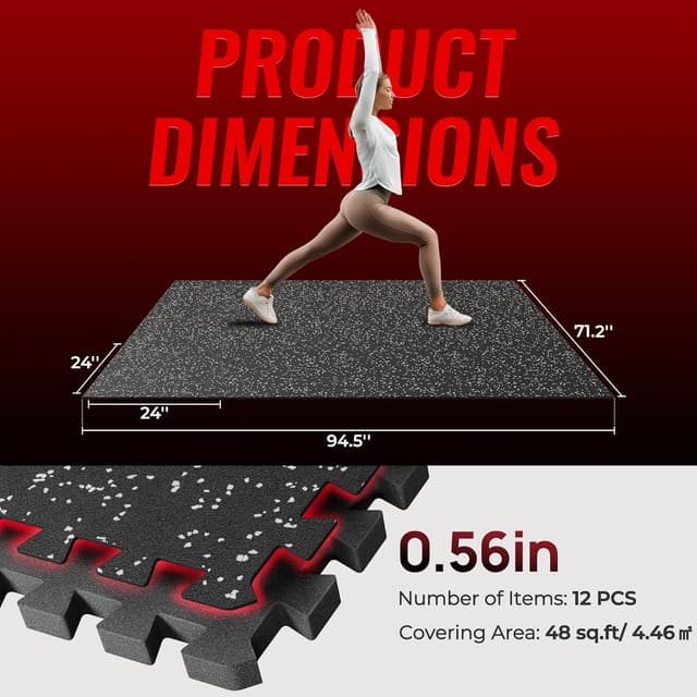 Thumbnail 2 de SUPERJARE 12 EVA gym floor mats, 0.56 in thick 🏋