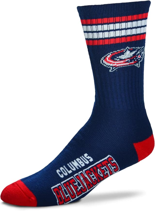 Detalle de For Bare Feet NHL unisex-child 4 Stripe Deuce Crew socks (Carolina Hurricanes)