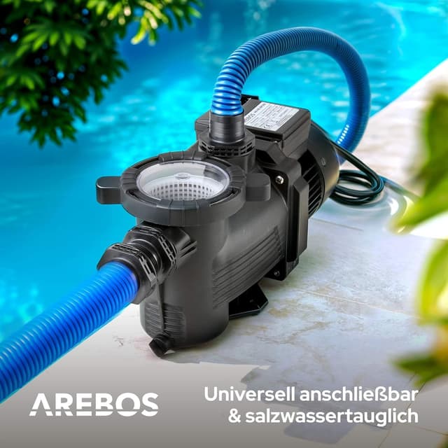 Thumbnail 6 de AREBOS Schwimmbadpumpe 350 W (9500 l/h) mit Vorfilter – Filterpumpe für Pool-Sandfilteranlagen