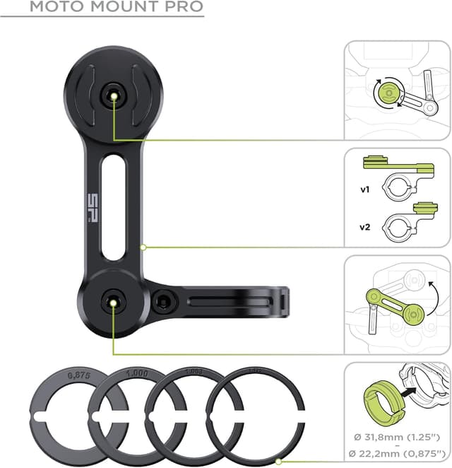 Detalle de SP Connect Moto Bundle II AVM Xtreme (SPC+) pour iPhone 16 Pro Max – support moto avec module anti-vibration