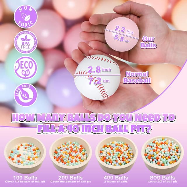 Detalle 2 de GOGOSO Ball Pit Balls for Toddlers (Crush-Proof, Non-BPA & Non-Phthalate), 2.15-Inch Set