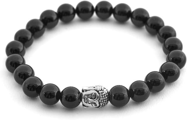 Detalle de BERGERLIN Buddha Armband aus Naturstein (Jaspis geprüft) mit Echtheitszertifikat – für Damen & Herren