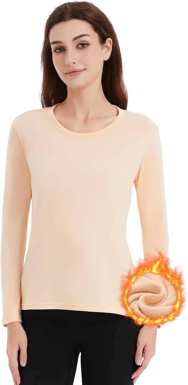 Detalle de Soudittur Maglia Termica Donna a Manica Lunga con Pile Foderato