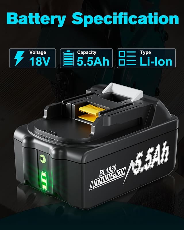 Detalle 2 de 18V 5,5Ah Akku mit Ladegerät für Makita