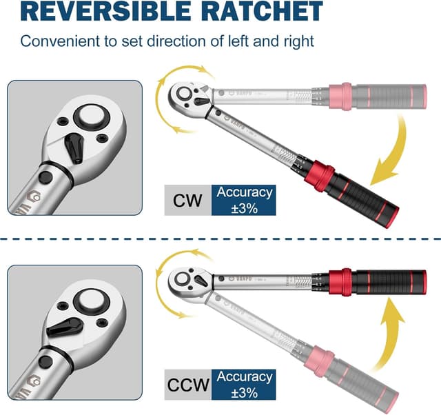 Thumbnail 4 de VANPO Drehmomentschlüssel 1/4 Zoll 1–25 NM