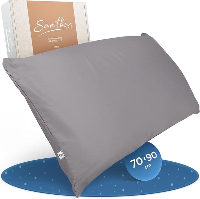 Detalle de Kopfkissenbezug 70x90 Baumwolle Satin Grau