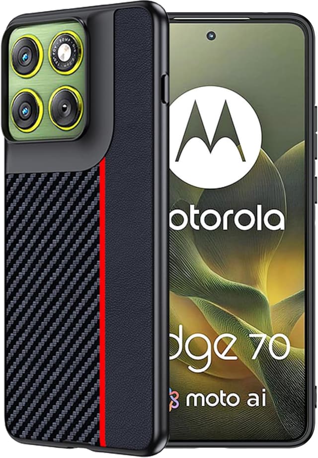 Detalle de FDHYFGDY Hülle für Motorola Edge 70 – Kohlefaser-Case wasserdicht & stoßfest (rot/schwarz)
